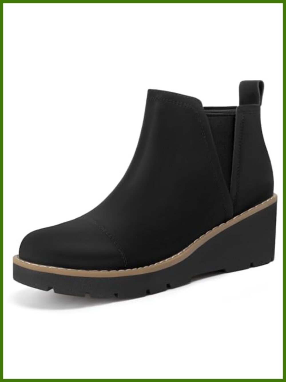 Nubuck Leather Platform Wedge Chelsea Ankle Boots